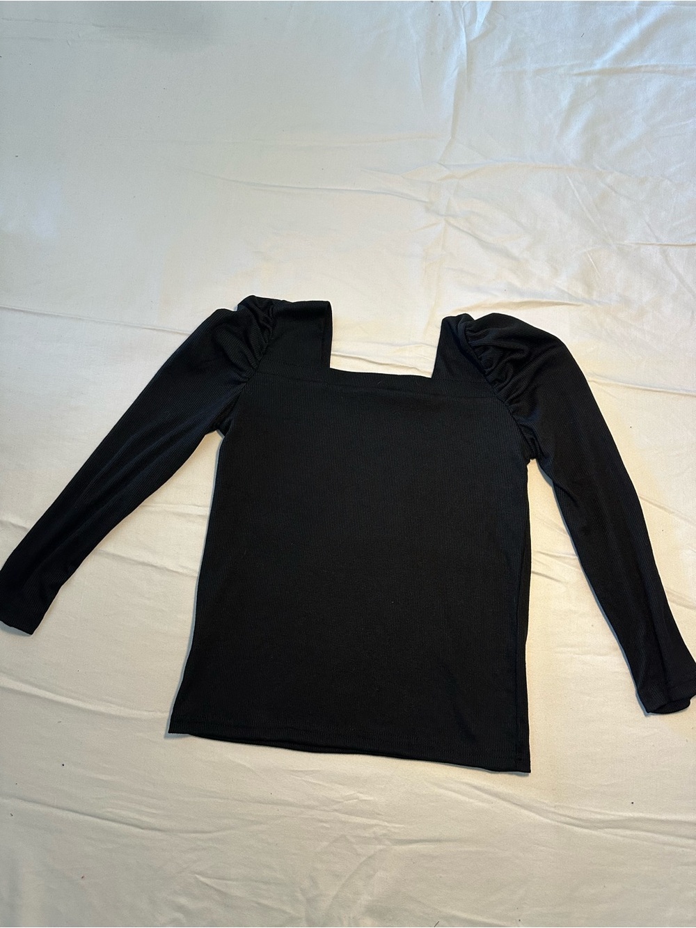 Black Square-Neck Puff Sleeve Top - 9/10 Youth